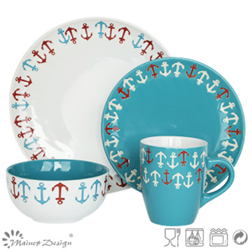 16PCS 2 Tone Color with Silk Screen Dinner Set